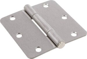 hardware essentials 854323 smooth corner squeak-proof door hinges, 3-1/2 inch, 3-1/2", satin nickel, 3 pieces