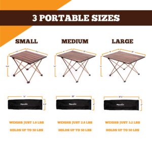 Alpcour Portable Camping Table – Lightweight, Compact Folding Side Table in a Bag with Aluminum Top & Heavy Duty Hinge for Easy Travel & Storage – Great for Outdoor BBQ, Backpacking, Tailgate & More