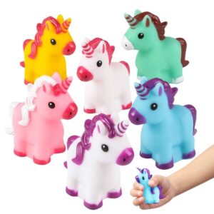 artcreativity unicorn rubber toys for kids - pack of 12 - unicorn birthday party favors and supplies, 2 inch floating bath and pool water toys for girls, cute goodie bag fillers, assorted colors
