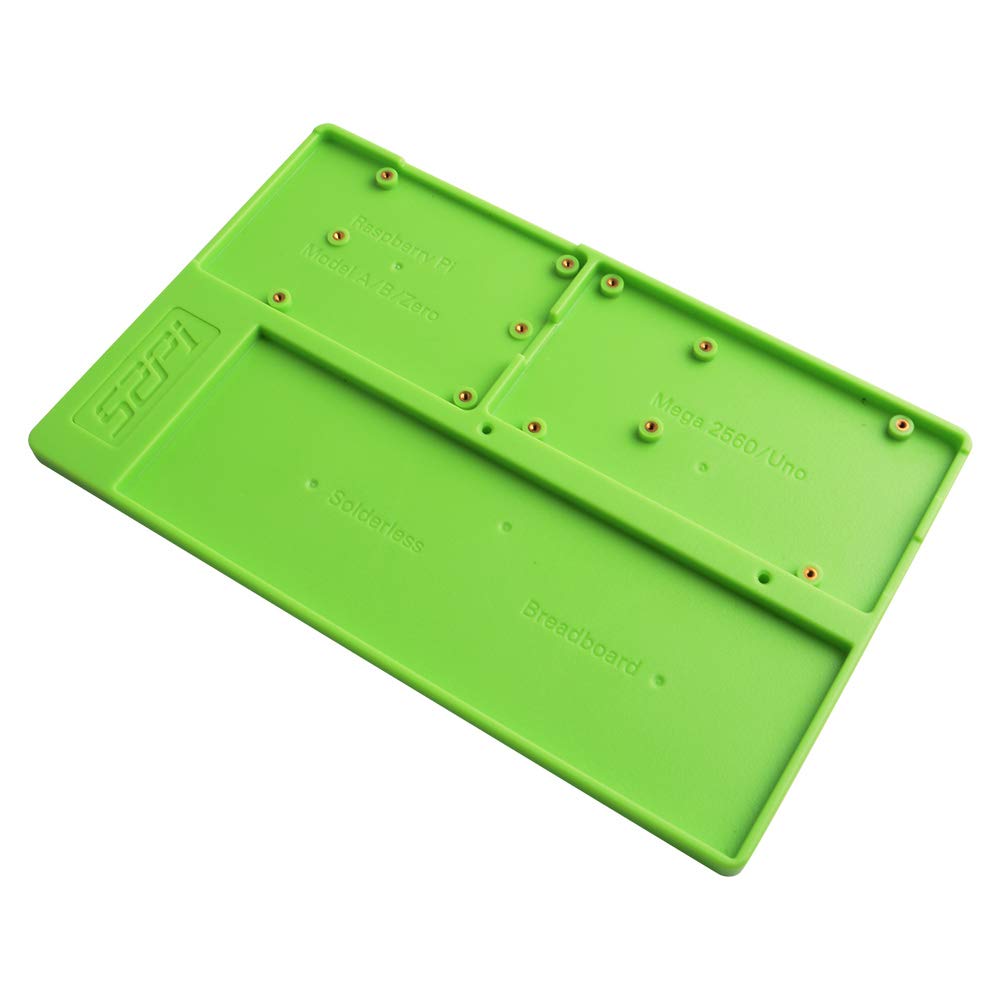 GeeekPi ABS Holder Breadboard Holder for Raspberry Pi 4B, 5 in 1 Base Plate Case for Raspberry Pi 4 Model B,3B+,3B,2B,B+,Zero,Zero W(2) and Arduino UNO,Arduino Mega 2560 (Green Holder)