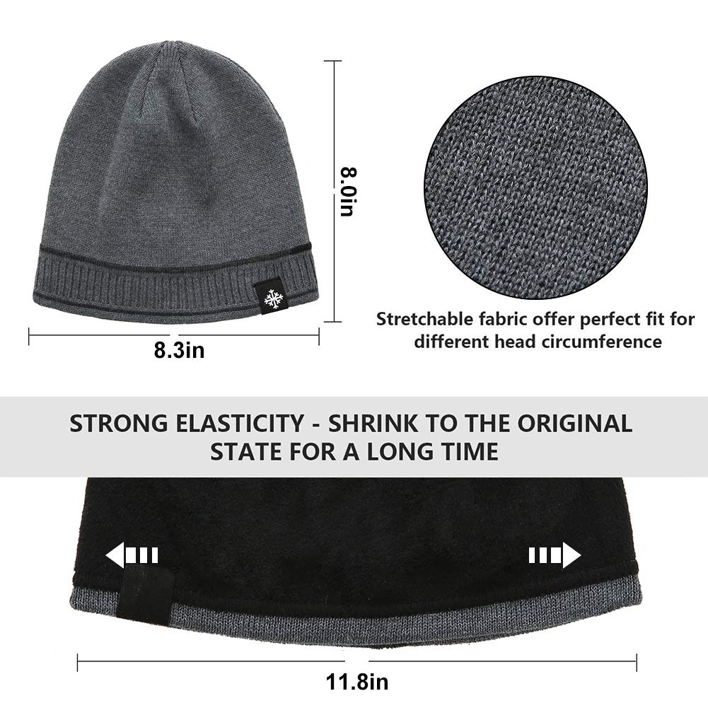 DOANNOTIUM Winter Beanie for Men & Women Skull Cap Warm Hat Lined Toboggan Knit Daily Outdoor Sport (2-Grey)