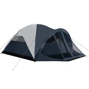 pacific pass 6 person dome tent w/ removable rain fly and screen room, water resistant - navy/gray