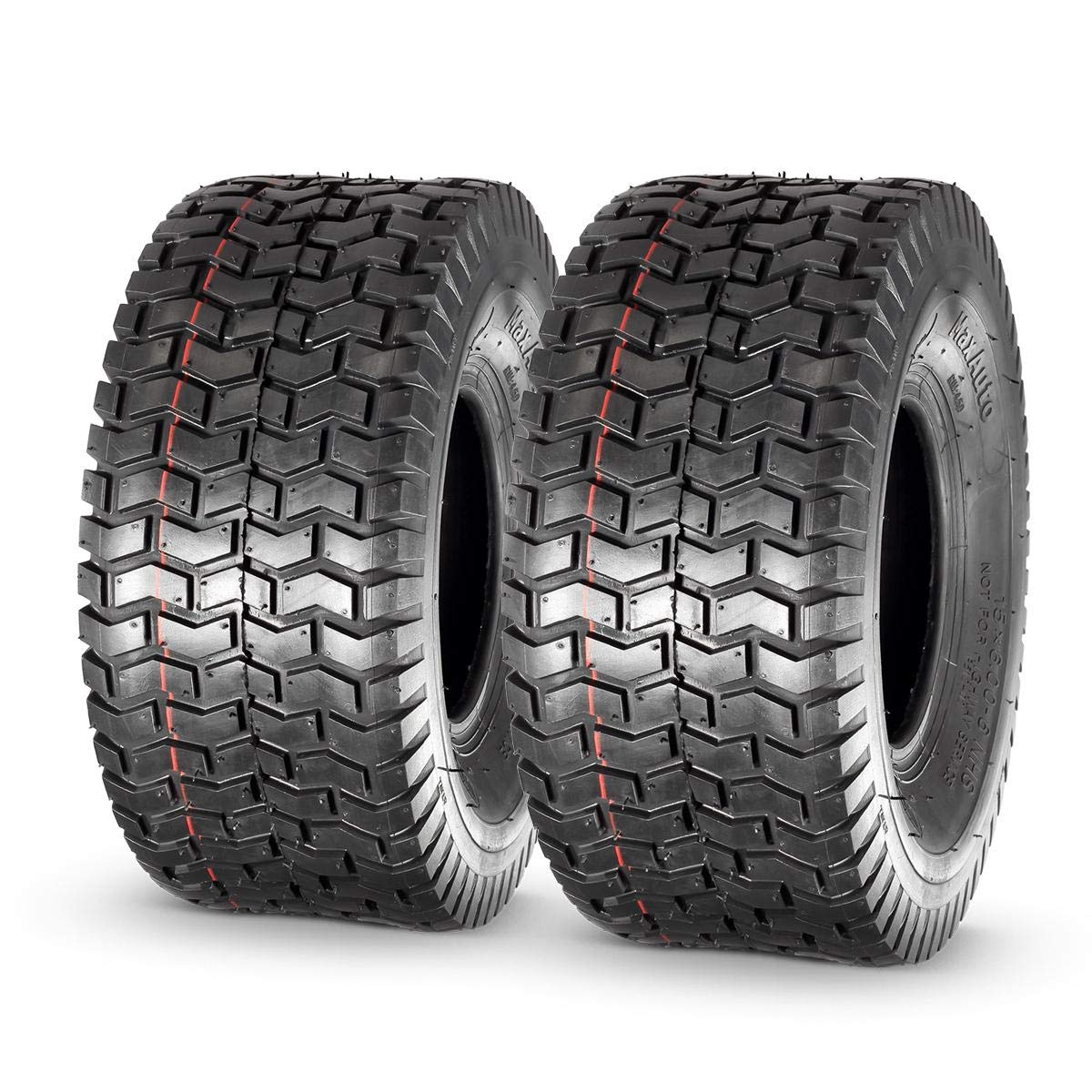 MaxAuto 15x6.00-6nhs Lawn Mower Tires 15x6x6 Lawn Tractor Tire 15x6-6 Turf Tires, 4 Ply Tubeless Tire, 570 lbs Capacity, Set of 2