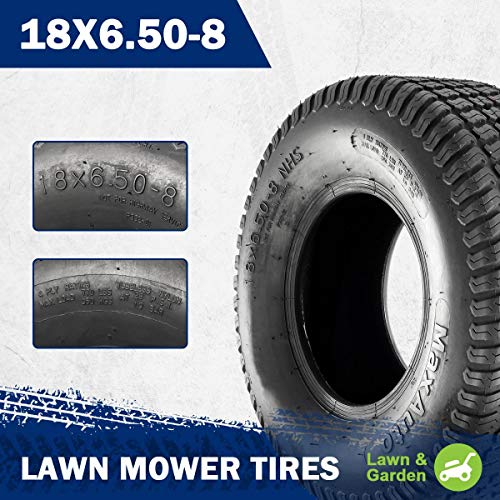 MaxAuto 18X6.50-8 18x6.5x8 Turf Saver Lawn Mower Golf Cart Tire 4PR, Set of 2