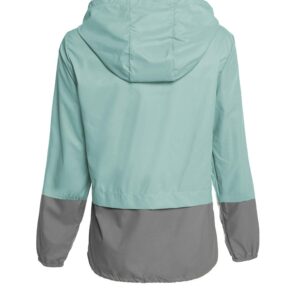 Avoogue Lightweight Raincoat Women's Waterproof Windbreaker Packable Outdoor Hooded Rain Jacket Light Blue XXL