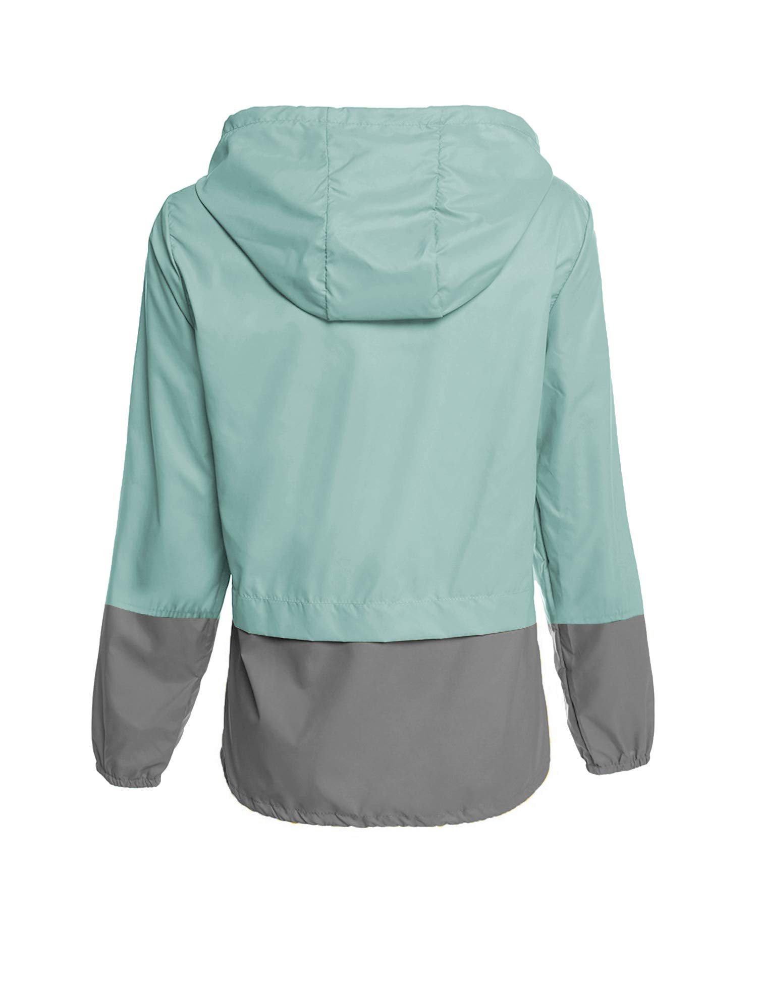 Avoogue Lightweight Raincoat Women's Waterproof Windbreaker Packable Outdoor Hooded Rain Jacket Light Blue XXL