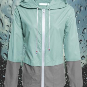 Avoogue Lightweight Raincoat Women's Waterproof Windbreaker Packable Outdoor Hooded Rain Jacket Light Blue XXL