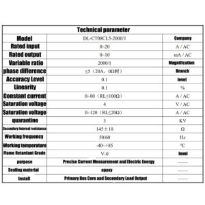Comimark 2Pcs DL-CT08CL5-20A/10mA 2000/1 0~120A Micro Current Transformer