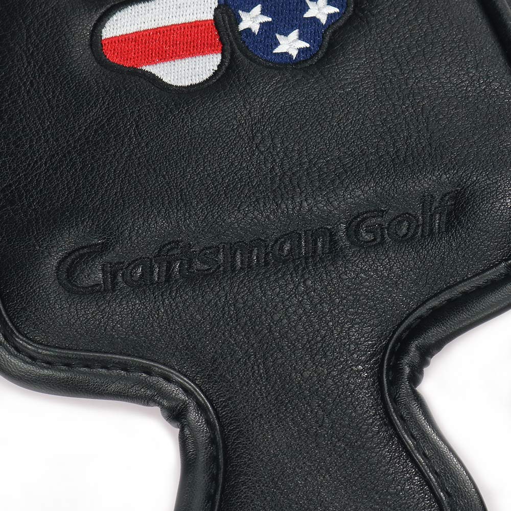 CRAFTSMAN GOLF USA US Flag Clover Leather Black Mallet Putter Cover Headcover (Mallet)