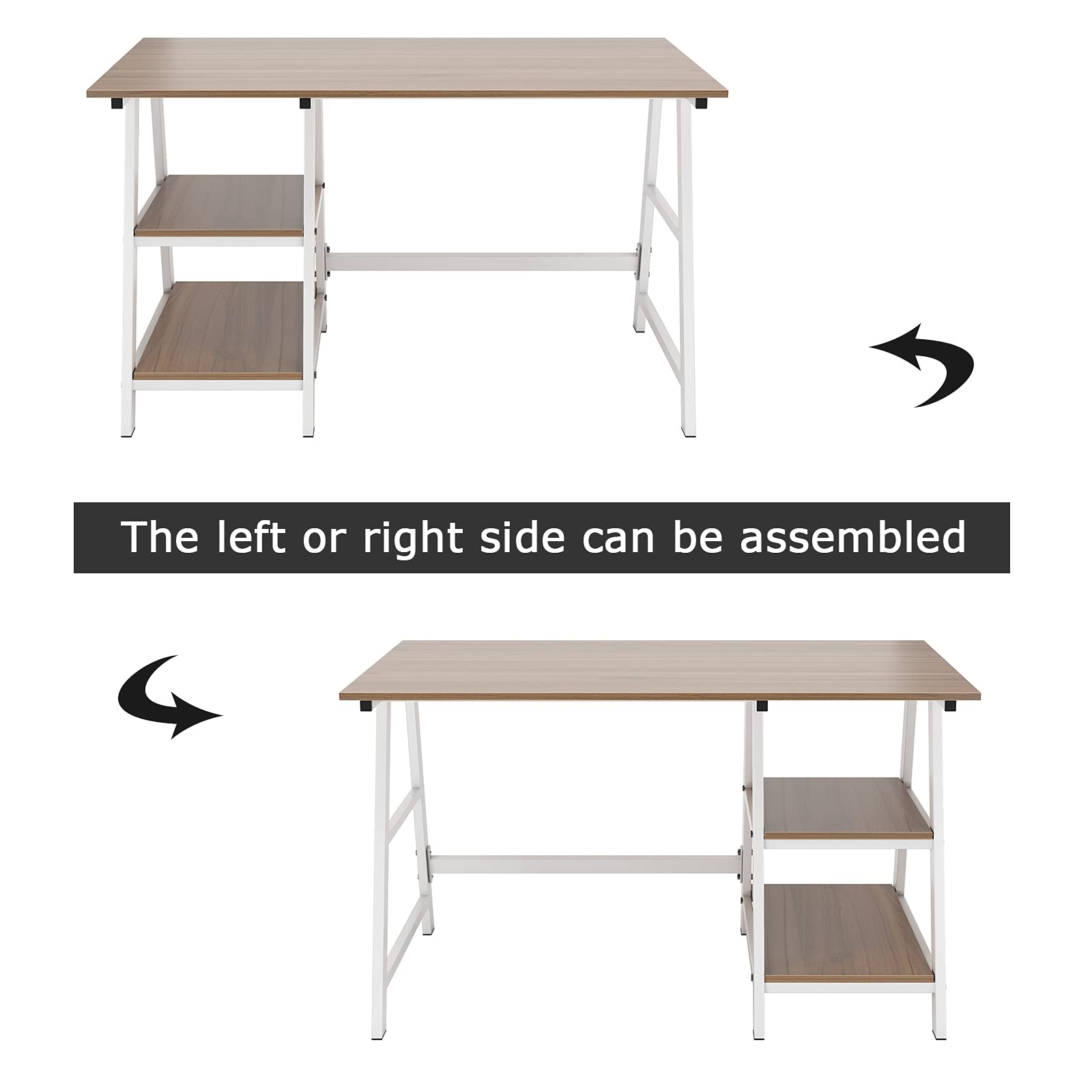 sogesfurniture 47 inches Writing Computer Desk, Trestle Desk Study Desk, Laptop PC Desk, Workstation with Storage Shelf, Home Office Desk Sturdy Table Study Table,Oak BHUS-CS-Tplus-120OK