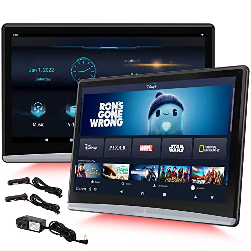 Upgrade 4K 12.4 inch Dual Android 11 Headrest Video Players with WiFi,Sync Screen Portable Tablets Phone Mirror Car Back Seat TV Monitors, IPS Touch Screen,Rear Seat Entertainment -DD125N9