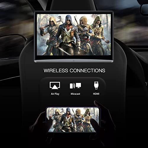 Upgrade 4K 12.4 inch Dual Android 11 Headrest Video Players with WiFi,Sync Screen Portable Tablets Phone Mirror Car Back Seat TV Monitors, IPS Touch Screen,Rear Seat Entertainment -DD125N9