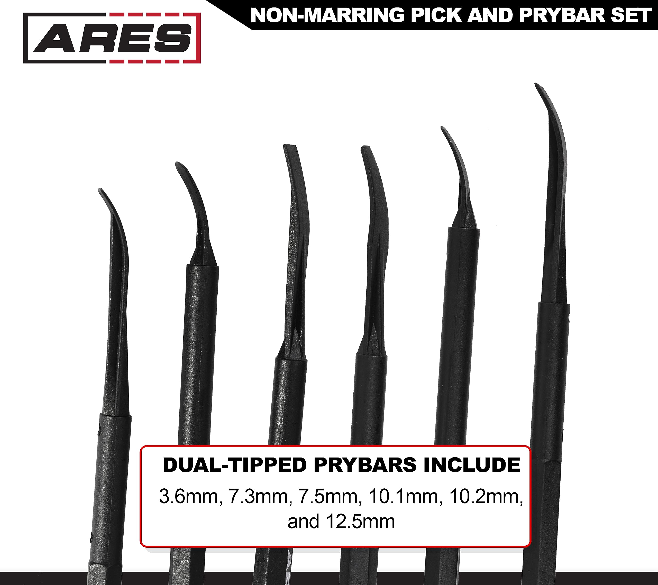 ARES 16003-6-Piece Non-Marring Pick and Prybar Set - Protects Fasteners, O-Rings, Seals, Gaskets, and Trim on Automotive and Electronics Applications During Use