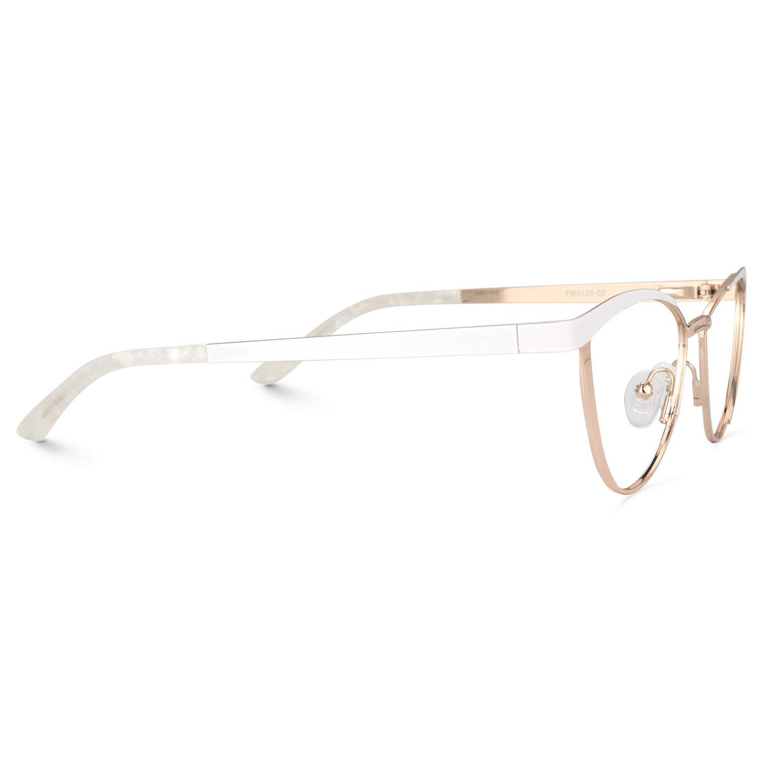 Zeelool Women's Metal Browline Cat Eye Glasses Frame with Clear Lens Sydney FM0125-04 Gold