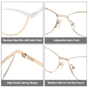 Zeelool Women's Metal Browline Cat Eye Glasses Frame with Clear Lens Sydney FM0125-04 Gold