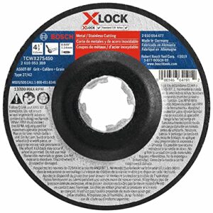 BOSCH TCWX27S450 4-1/2 In. x .045 In. X-LOCK Metal/Stainless Fast Cutting Abrasive Wheel 60 Grit Compatible with 7/8 In. Arbor Type 27A (ISO 42) for Applications in Metal, Stainless Steel Cutting