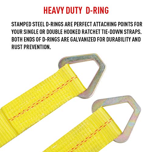 Otherya 2inch X 36inch Long Axle Tie Down Straps with D-Ring and Protective Sleeve -10,000 Pound Capacity - Auto Car Hauler Tie Downs Tow Wrecker for Demco Kar Kaddy Dollys (Pack of 4)