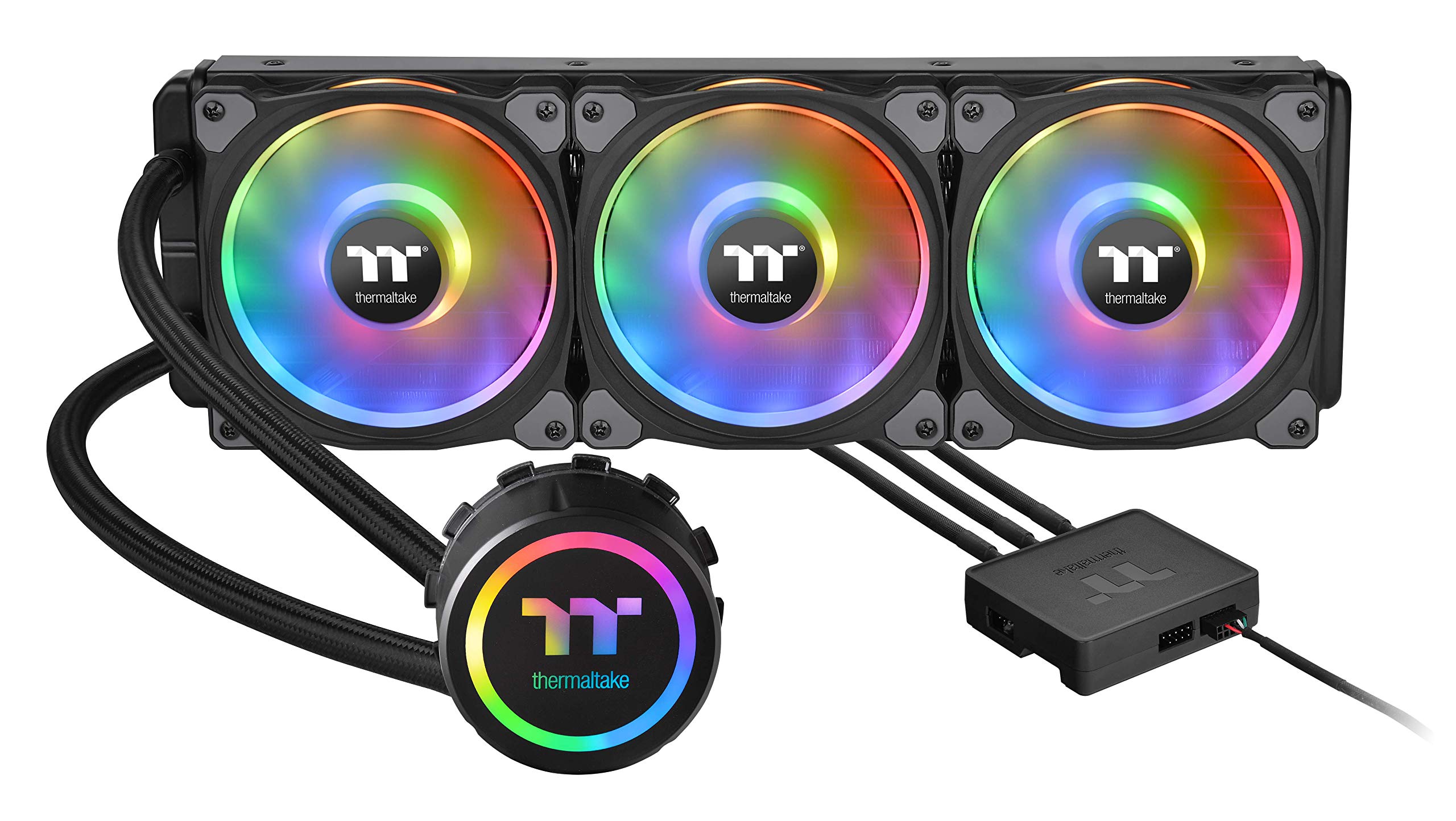 Thermaltake Floe DX 360mm, Dual Ring LED, 16.8 Million Color Software Enabled (TT RGB Plus/Alexa/Razer Chroma), AMD (AM5/AM4)/Intel (LGA 2066/1200), AIO CPU Liquid Cooler CL-W256-PL12SW-B