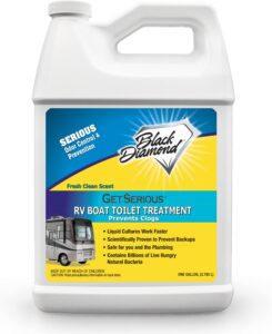 black diamond stoneworks get serious rv,boat,camper chemical toilet holding tank treatment&deodorizer.works faster than tablets or packs in grey&black water. concentrated with stress relief fragrance