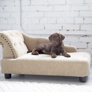 Petmate La-Z-Boy Lakewood Chaise Lounger Dog Bed, Beige, 34" x 18"