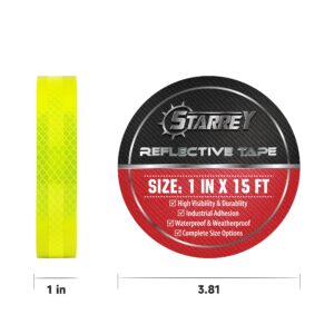 STARREY Reflective Tape 1 inch Wide 15 FT Long DOT-C2 High Intensity Fluorescent Yellow - 1 inch Trailer Reflector Safety Conspicuity Tape for Vehicles Trucks Bikes Cargos Helmets