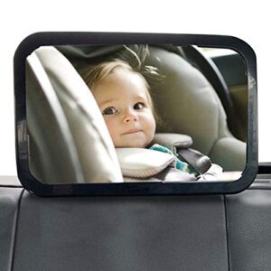 carroo baby safety mirror, shatterproof acrylic glass mirror with black frame, 360° adjustable rear view mirror, safely observe kids when driving, suitable for cars, trucks and suvs, keep child safe