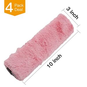 4Pack Seat Belt Covers for Adults and Kids,Car Seatbelt Shoulder Pads,Pregnancy Seat Belt Cover,Super Soft Fur Protect Neck and Shoulder for Kids,Adults Car Seats Accessories (Pink)