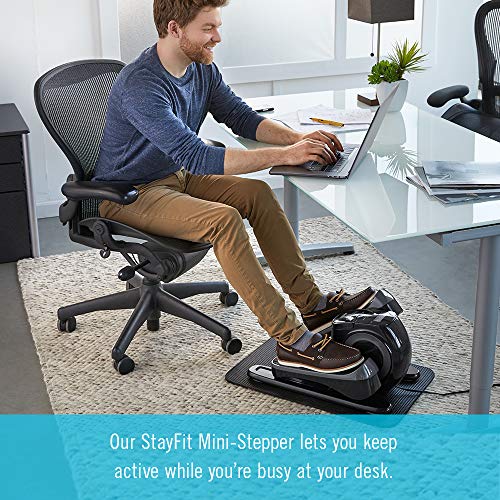 Homedics StayFit Mini-Stepper - Fitness Step Machine with Mat and Preset Exercise Programs – Portable Stair Stepper Perfect for Home Office