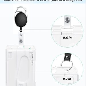 Pawfly 5 Pack Vertical 2-Card Badge Holder with Thumb Slot Hard Transparent PC Case Protector for Office School IDs Credit Cards Driver’s Licenses and Passes