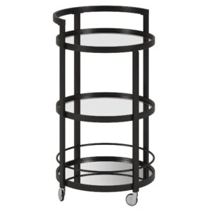 henn&hart 21" wide round bar cart in blackened bronze, bar carts for the home