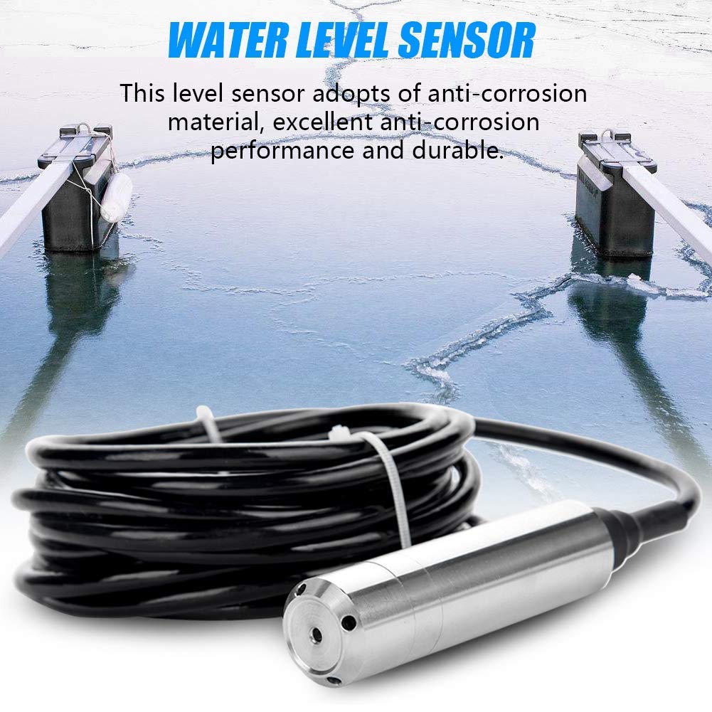 Liquid Level Sensor,DC24V 4 20mA Throw in Type Water Level Sensors, Anti Bending 0 5m Range Depth Input Liquid Level Transmitter,6m/19.7ft Input Liquid Level Transmitter