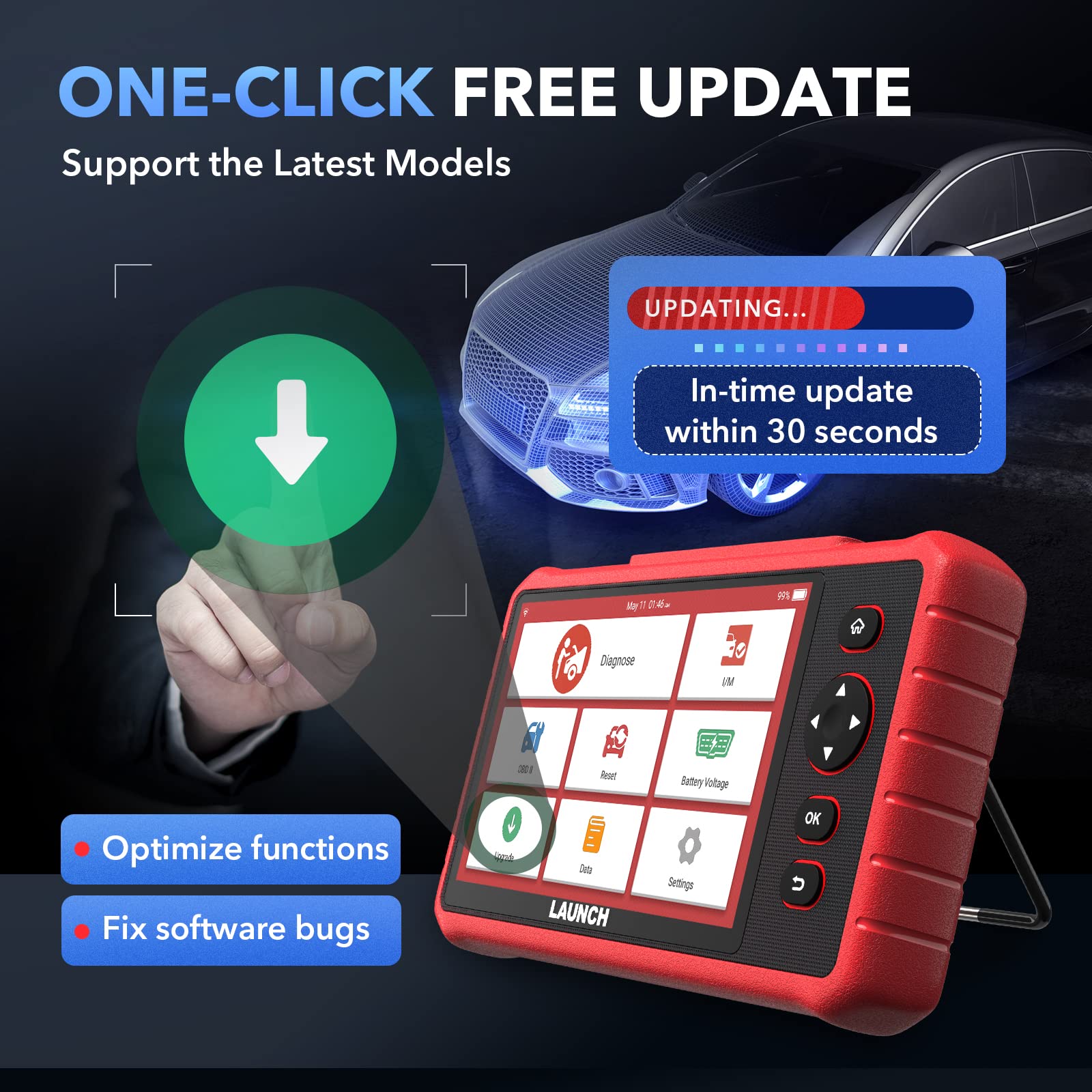 LAUNCH Scanner CRP909X Elite OBD2 Scanner Diagnostic Tool, 2022 Newest, 2-Year Updates ($200 Value), 28+ Services, All Systems Diagnostics, Key Programming, ABS Bleed, Power Balance, Injector Coding