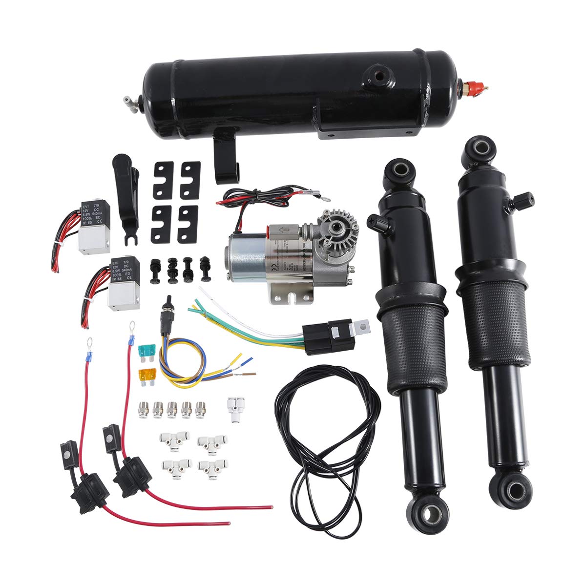 XFMT Rear Air Ride Suspension Kit W/Air Tank For Harley Touring Road King Street Electra Glide 1994-2023