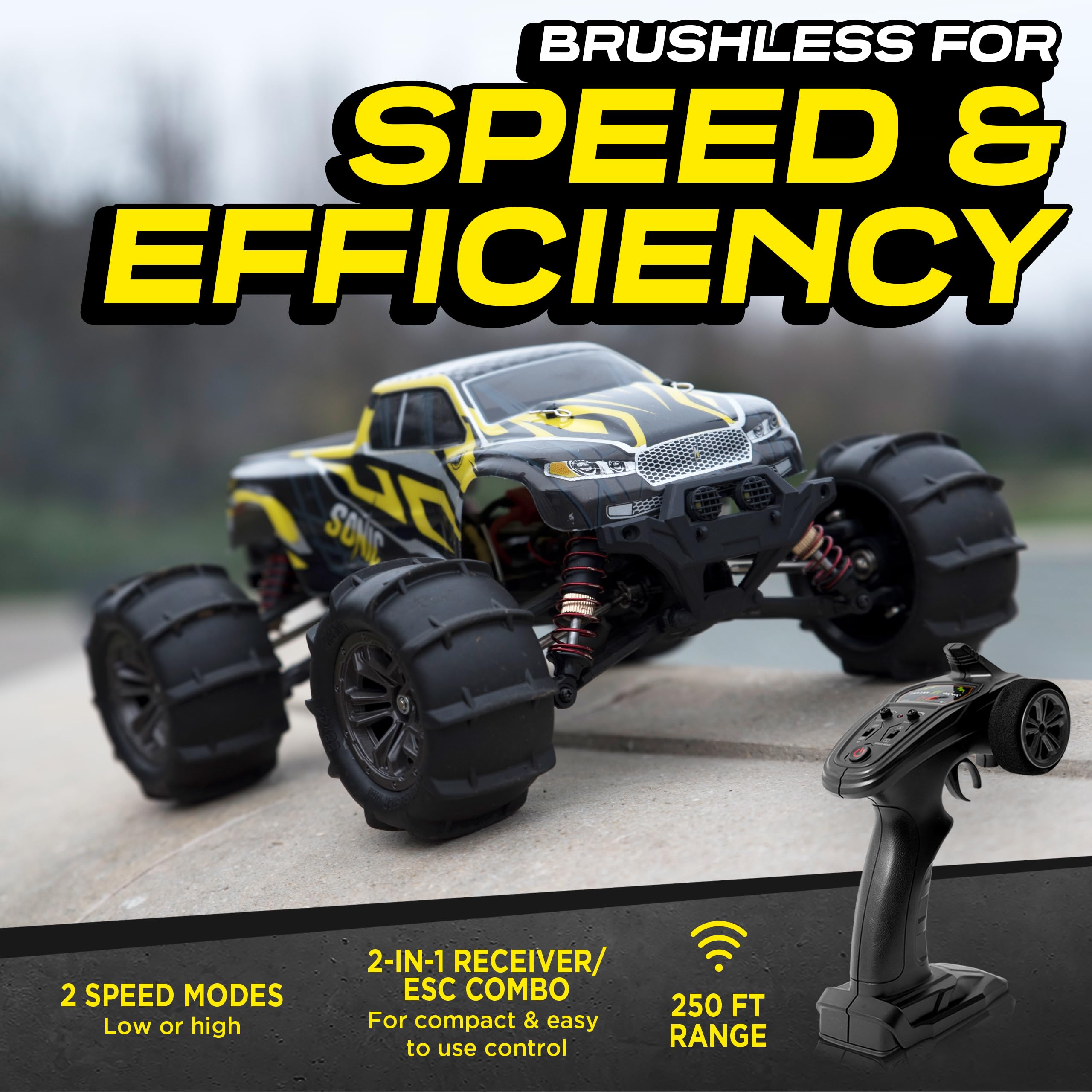 LAEGENDARY Remote Control Car, Hobby Grade RC Car 1:16 Scale Brushless Motor with Two Batteries, 4x4 Off-Road Waterproof RC Truck, Fast RC Cars for Adults, RC Cars, Remote Control Truck