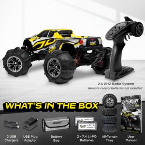 LAEGENDARY Remote Control Car, Hobby Grade RC Car 1:16 Scale Brushless Motor with Two Batteries, 4x4 Off-Road Waterproof RC Truck, Fast RC Cars for Adults, RC Cars, Remote Control Truck