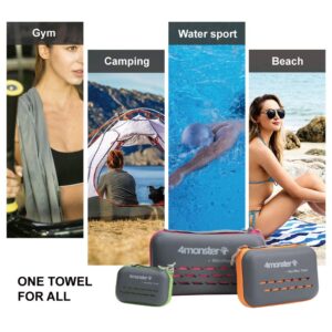 4Monster Camping Towels Super Absorbent, Fast Drying Microfiber Travel Towel, Quick Dry Ultra Soft Compact Gym Towel for Swimming Beach Hiking Yoga Travel Sports Backpack (20.00" x 12.00", Lake-green)