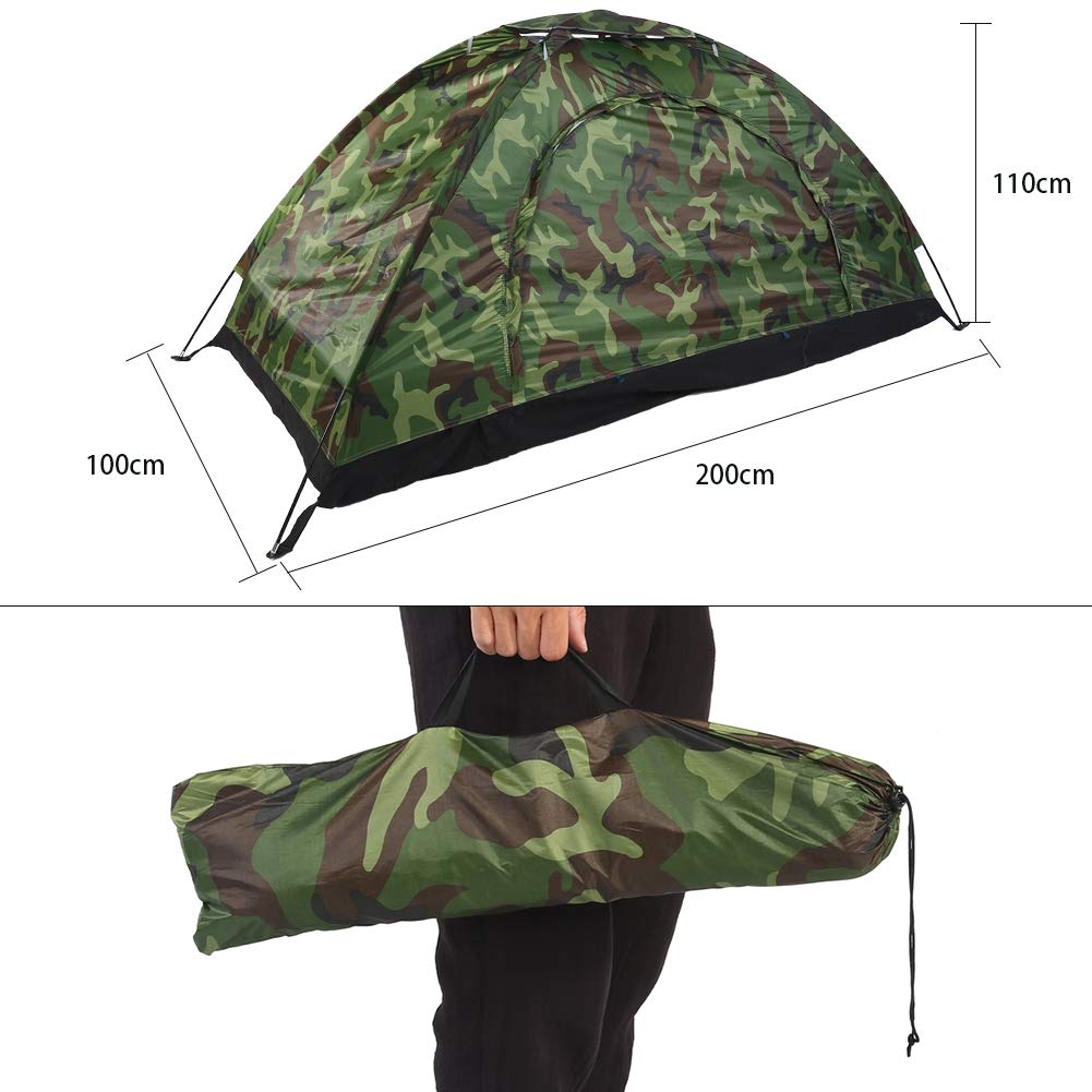 Single Camouflage Camping Tent, Outdoor Polyester One Person Tents Camping Waterproof Tent with Carry Bag Tents for Camping, Backpacking, Picnic,Hiking,Fishing