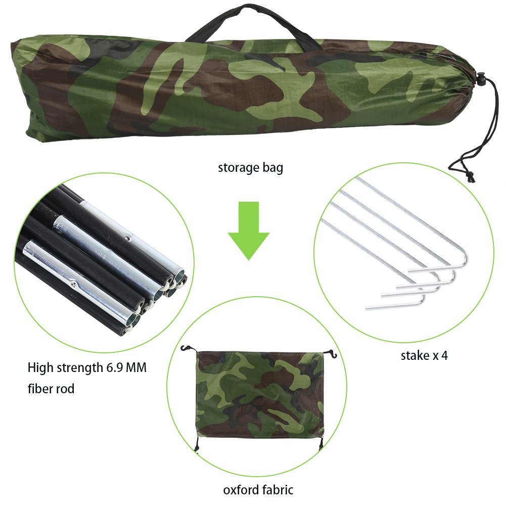 Single Camouflage Camping Tent, Outdoor Polyester One Person Tents Camping Waterproof Tent with Carry Bag Tents for Camping, Backpacking, Picnic,Hiking,Fishing