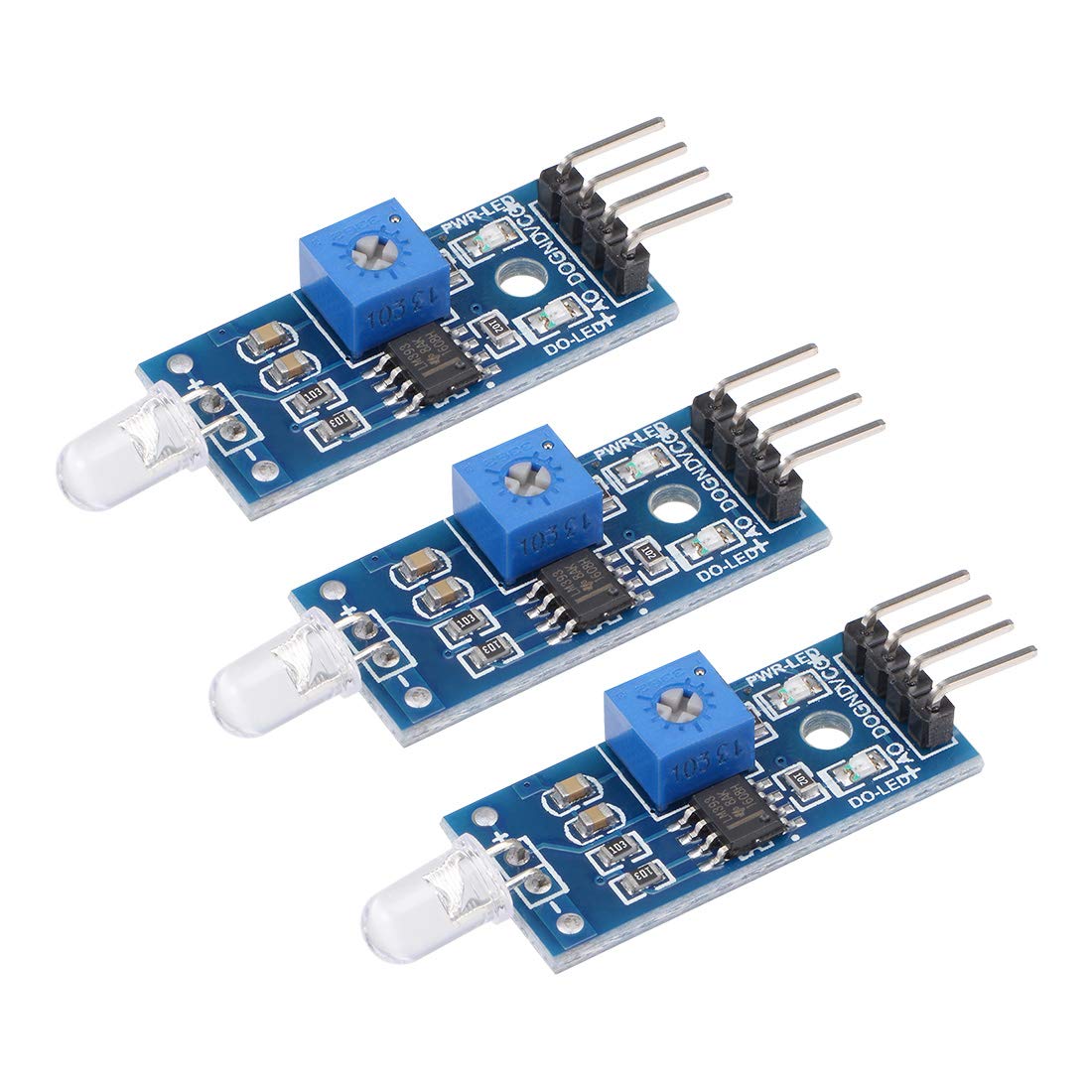 uxcell Photosensitive Diode Sensor Light Detection Photodiode Module with Digital and Analog Output for Smart Car 3pcs