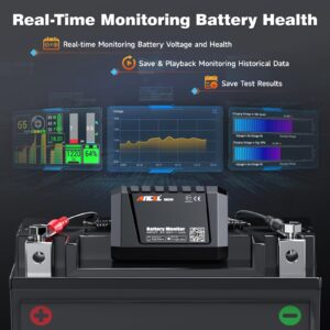 ANCEL BM300 12V Battery Monitor - Bluetooth 4.0 Automotive Voltmeter with Charging, Cranking System Test & Alarm - Compatible for Solar Power Systems, RVs, Motorcycles, Boats, Cars, and Trucks