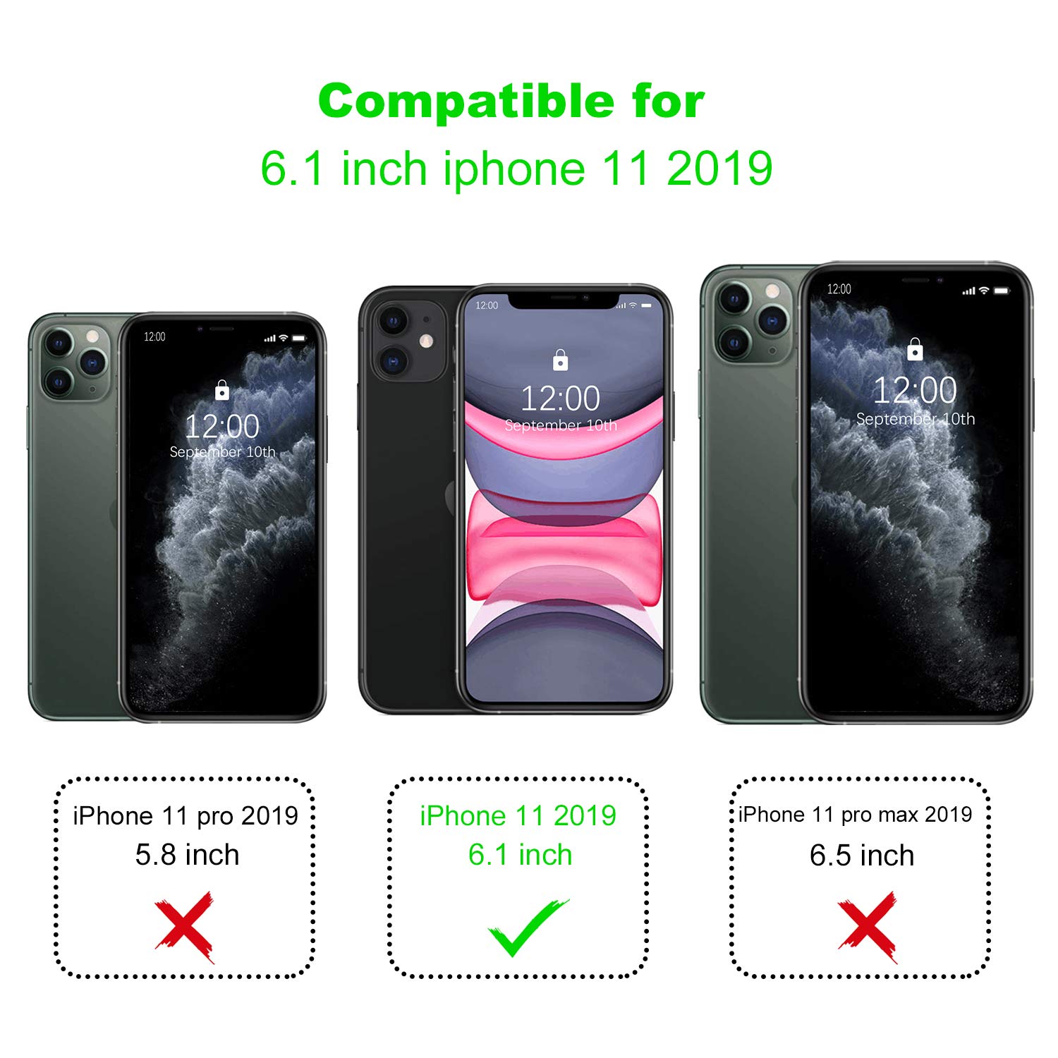 Arae Compatible for iPhone 11 Case with Card Holder - Wallet Case with PU Leather Card Pockets Back Flip Cover for iPhone 11 6.1 inch - Black