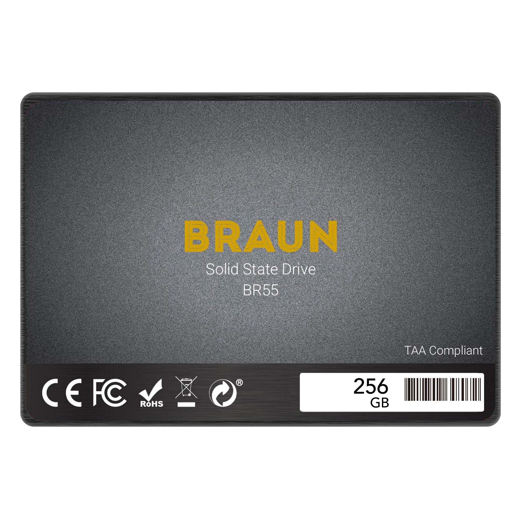Braun BR55 256GB Internal 2.5 Inch SATA III Internal SSD Solid State Drive, TAA Compliant, 5 Year Warranty (BR55256GB)