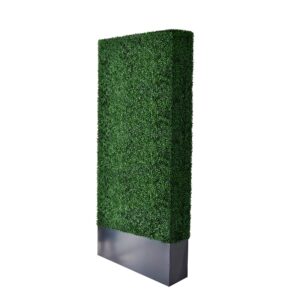 agpl upgraded artificial boxwood hedge wall with dark gray stainless steel planter (96" height 48" width 12" deep) room divider and privacy wall (96) backdrops