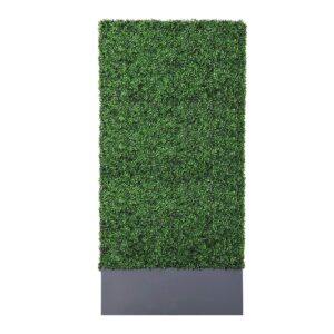 AGPL Upgraded Artificial Boxwood Hedge Wall with Dark Gray Stainless Steel Planter (96" Height 48" Width 12" Deep) Room Divider and Privacy Wall (96) Backdrops