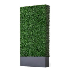 AGPL Upgraded Artificial Boxwood Hedge Wall with Dark Gray Stainless Steel Planter (96" Height 48" Width 12" Deep) Room Divider and Privacy Wall (96) Backdrops