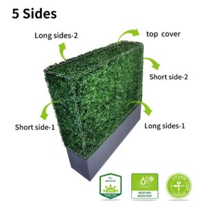 AGPL Upgraded Artificial Boxwood Hedge Wall with Dark Gray Stainless Steel Planter (96" Height 48" Width 12" Deep) Room Divider and Privacy Wall (96) Backdrops