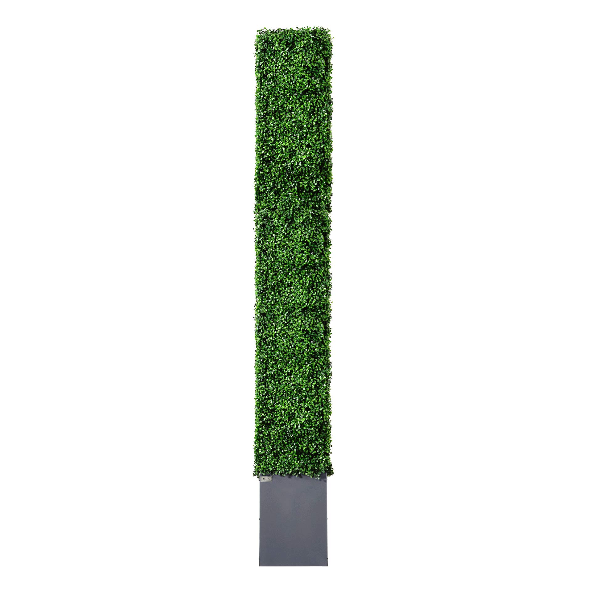 AGPL Upgraded Artificial Boxwood Hedge Wall with Dark Gray Stainless Steel Planter (96" Height 48" Width 12" Deep) Room Divider and Privacy Wall (96) Backdrops