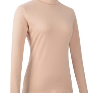 HieasyFit Women's Cotton Turtleneck Top Basic Layering Thermal Underwear(Beige L)