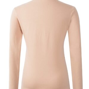 HieasyFit Women's Cotton Turtleneck Top Basic Layering Thermal Underwear(Beige L)