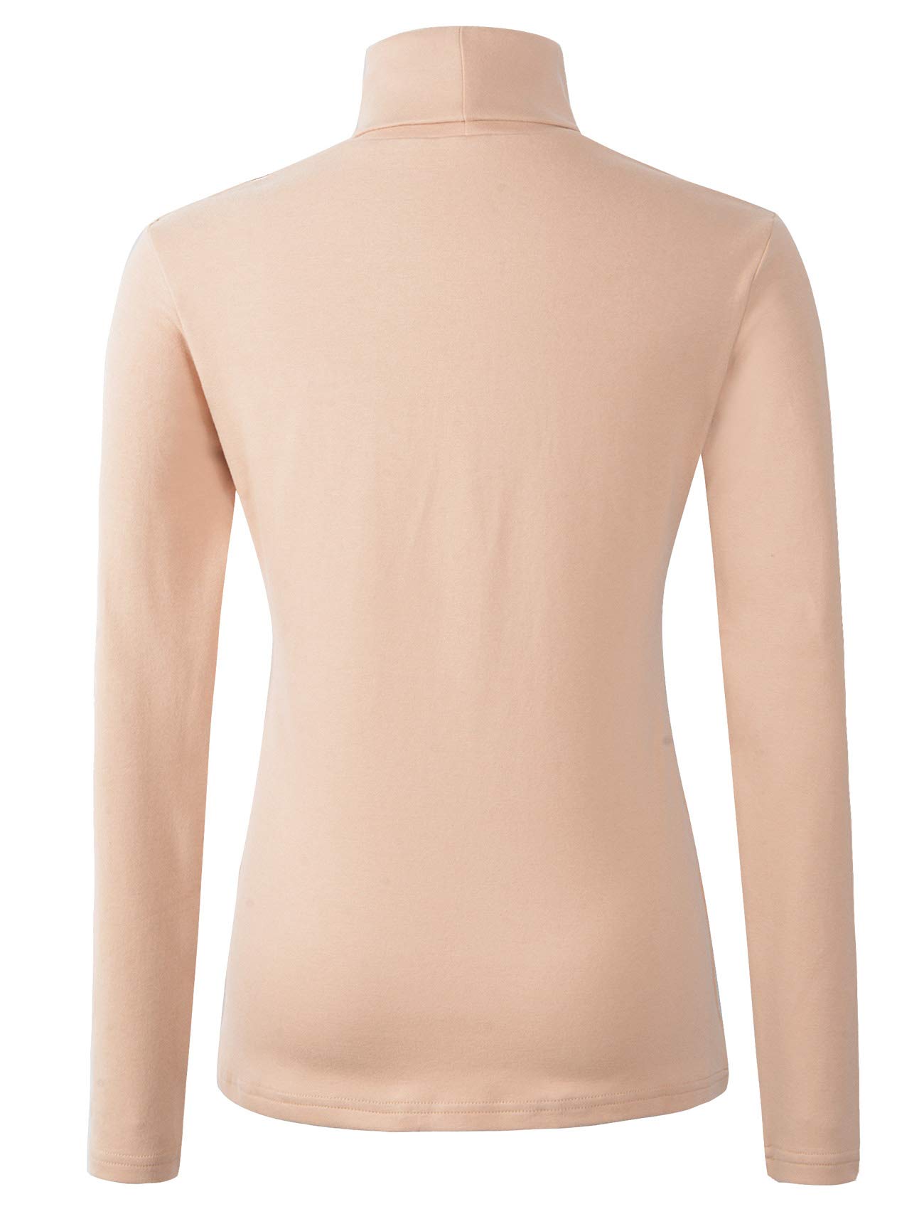 HieasyFit Women's Cotton Turtleneck Top Basic Layering Thermal Underwear(Beige L)